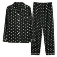 thumbnail image 1 of cllios Polka Dot Print Pajamas Womens Long Sleeve Loungewear Set Comfy Soft Button Down Lapel Shirt and Pants Set 2 Piece Sleepwear Suit with Pocket Black M-2XL, 1 of 2