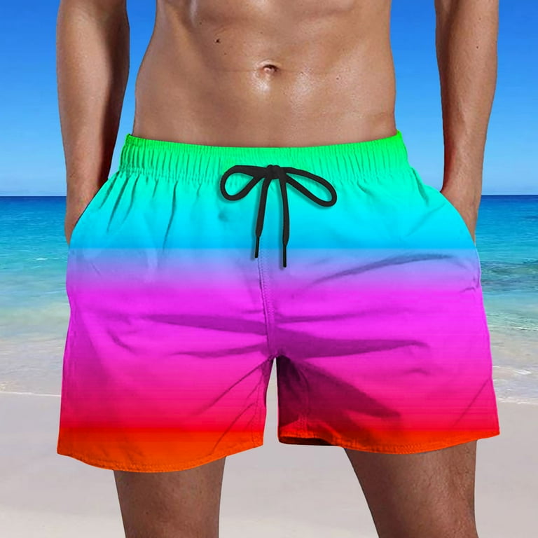 cllios Prime Deals 2024 Men s Swim Trunks Big and Tall Elastic Wiast Beach Shorts Quick Dry Drawstring Board Shorts Colorful Pattern Loose Fit Swimwear Walmart