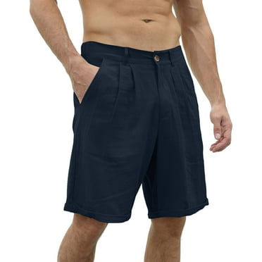 cllios Deals Mens Linen Shorts Classic Fit Casual Elastic Waist Summer Beach Shorts