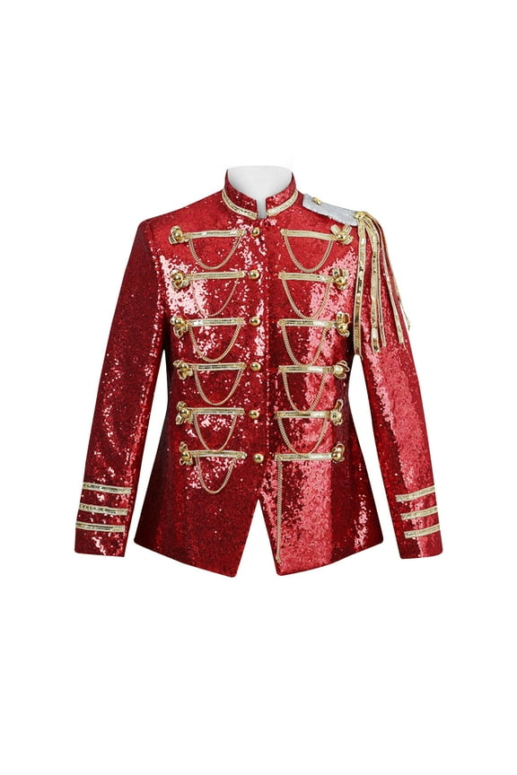 Prince Charming Costume Jacket Mens Fashion Sequins Tuxedo for Men Bling Blazer Uniform Drummer Parade Outfits