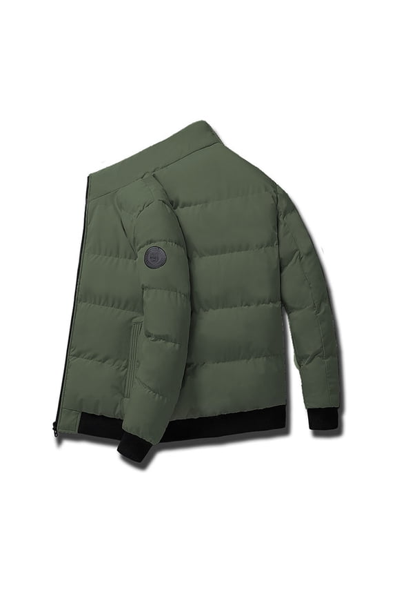 Puffer Jacket Men Fall Winter Warm Quilted Jacket Lightweight Long Sleeve Down Coat Casual Zip Up Stand Collar Outwear Warm Puffy Jackets with Pockets