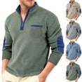 thumbnail image 1 of cllios Quarter Zip Pullover Men Waffle Long Sleeve Mock Neck Sweatshirt Solid Color Casual Sweatshirts No Hood Loose Fit Basic Sweatshirts Army Green S-XXXL, 1 of 6