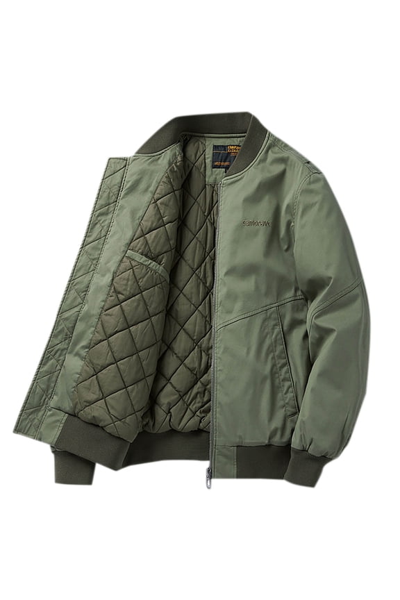 Quilted Jackets for Men Insulated Bomber Jacket Fall Winter Zip Up Windproof Flight Jackets Outdoor Warm Coats