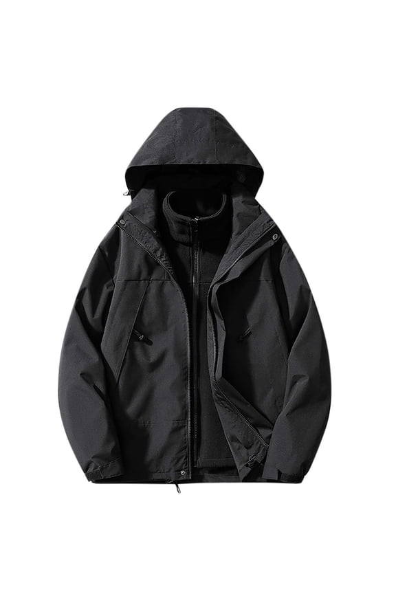 Rain Jacket for Men Waterproof Long Sleeve Zip up Jackets Lightweight Hooded Windbreaker Anorak Travel Hiking Outdoor Coats with Pockets