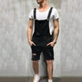 thumbnail image 1 of cllios Mens Denim Bib Overall Shorts Above Knee Length Rompers Walk Dungaree Jumpsuit Relaxed Fit, 1 of 7