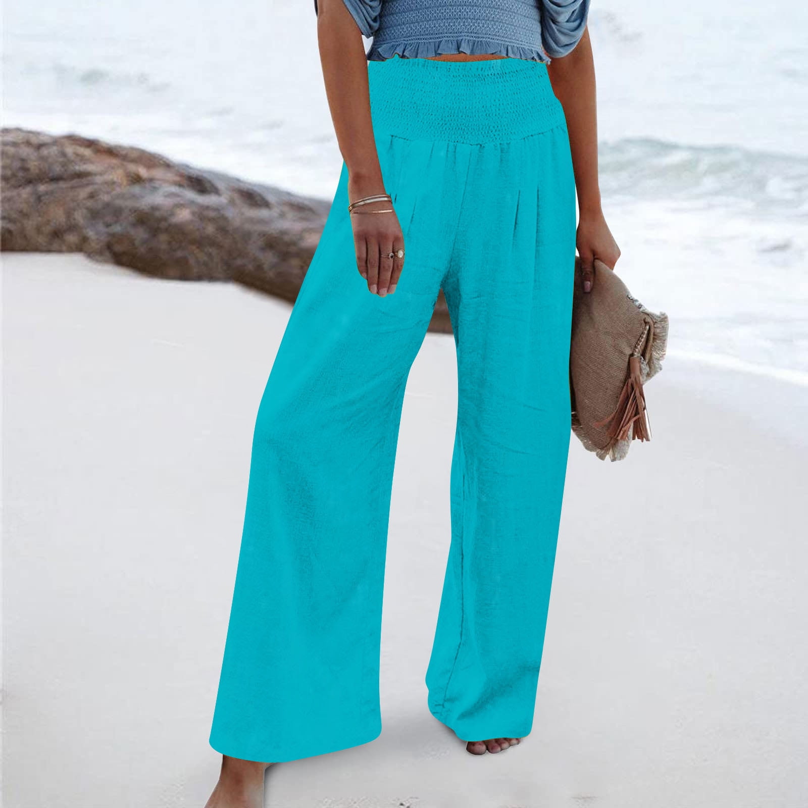 cllios Sales Today Clearance Wide Leg Linen Pants for Women Summer