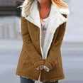 thumbnail image 1 of cllios Sherpa Lined Jackets for Women Classic-Fit Solid Button Down Open Front Cardigan Jacket Oversized Faux Fur Long Sleeve Lapel Outerwear with Pockets, 1 of 5