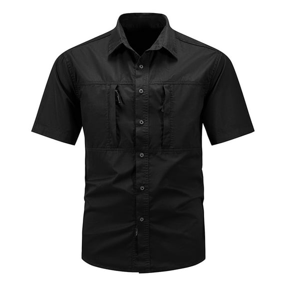 cllios Short Sleeve Shirts for Men,Mens Tactical Cargo Shirt Military Casual Regular Fit Button Down Tshirts Summer Short Sleeve Work Fishing Shirt Tops