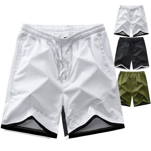 cllios Shorts for Men Clearance Mens Summer Shorts Elastic High Waist Beach Pants Casual Drawstring 5 Inch Sport Trunks with Pockets Black M-3XL