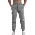thumbnail image 1 of cllios Slim Fit Cargo Pants for Men Casual Cotton Tapered Trousers Multi Pockets Slim Fitted Elastic Waisted Jogger Pants, 1 of 8