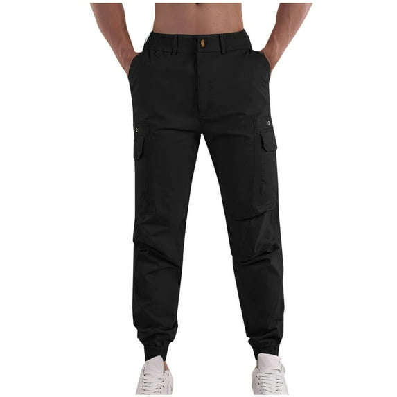 cllios Slim Fit Cargo Pants for Men Casual Cotton Tapered Trousers Multi Pockets Slim Fitted Elastic Waisted Jogger Pants