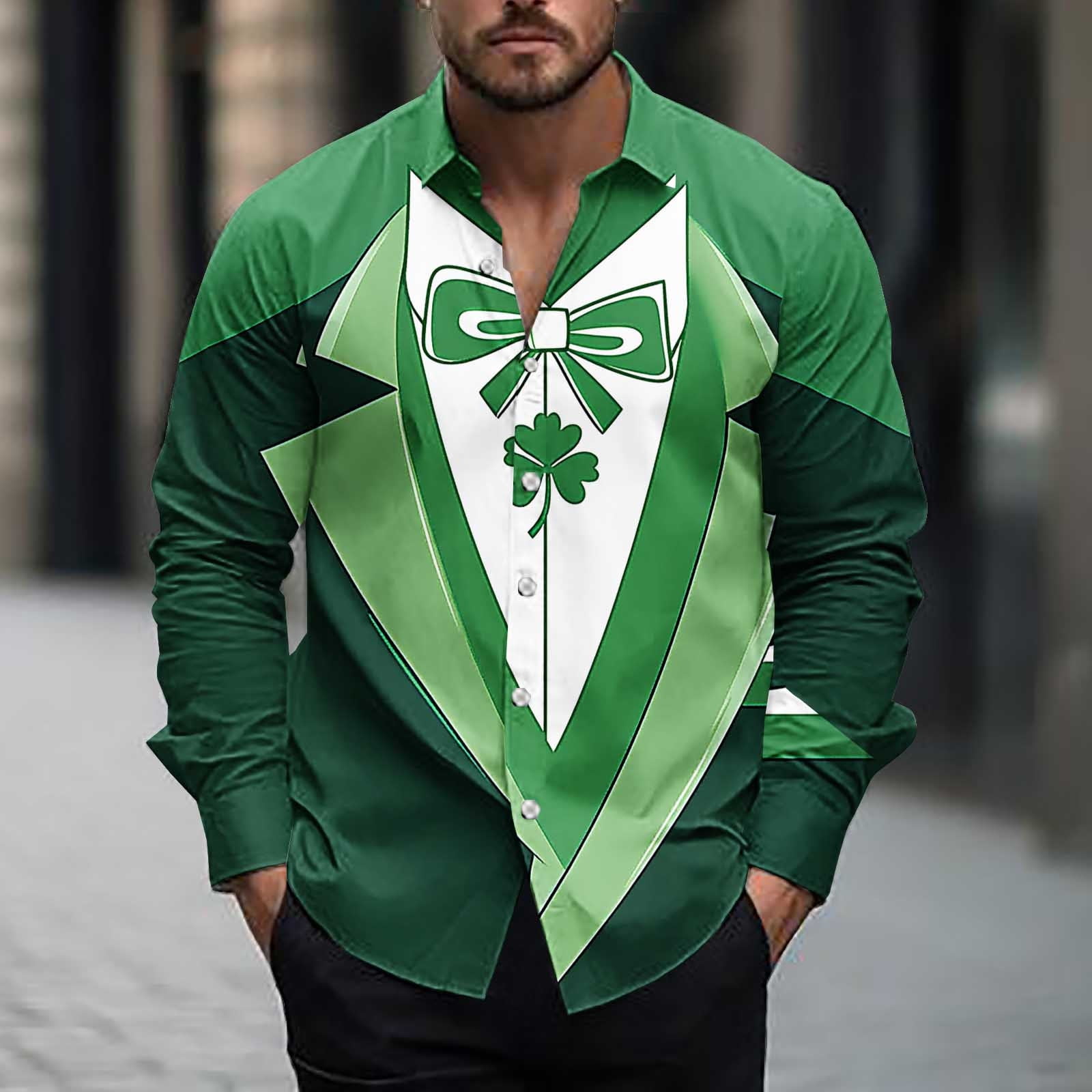 cllios St Patrick's Day Shirts for Men Long Sleeve Button Down Shamrock ...