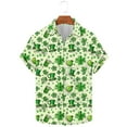 thumbnail image 1 of cllios St Patricks Day Mens Hawaiian Shirt Funny Irish Shamroak Beach Tshirts Short Sleeve Green Button Down Aloha Party Tops, 1 of 5