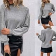 thumbnail image 1 of cllios Sweaters for Women Lantern Sleeve Knit Top Pearl Mock Neck Sweater Dressy Casual Tunic Pullover Jumper Fall Sweaters for Women 2022, 1 of 8