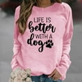 thumbnail image 1 of cllios Sweatshirt for Women Round Neck Dog Paws Graphic Top Long Sleeve Letter Print Cute Shirt Trendy Pullover Sweatshirt, 1 of 4