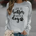 thumbnail image 1 of cllios Sweatshirt for Women Round Neck Dog Paws Graphic Top Long Sleeve Letter Print Cute Shirt Trendy Pullover Sweatshirt, 1 of 4