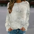 thumbnail image 1 of cllios Sweatshirt for Women Round Neck Snowflake Graphic Top Long Sleeve Cozy Shirt Holiday Pullover Sweatshirt, 1 of 5