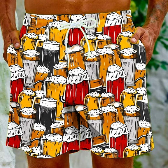 cllios Swimming Shorts for Men Big and Tall Bathing Suits Swimwear Elastic Waisted Drawstring Board Shorts Mens Oktoberfest Beach Shorts