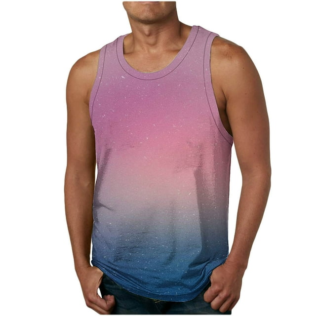 cllios Tank Tops Men Big and Tall Gradient Starry Sky Graphic Tees
