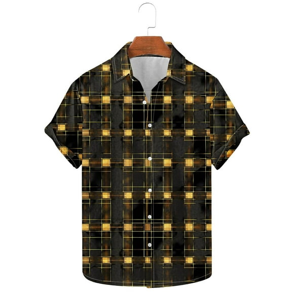 cllios Vintage Bowling Shirts for Men Novelty Plaid Graphic Tees Casual Button Down Beach Shirt Regular Fit Short Sleeve Tee Shirts Summer Party Aloha Tops