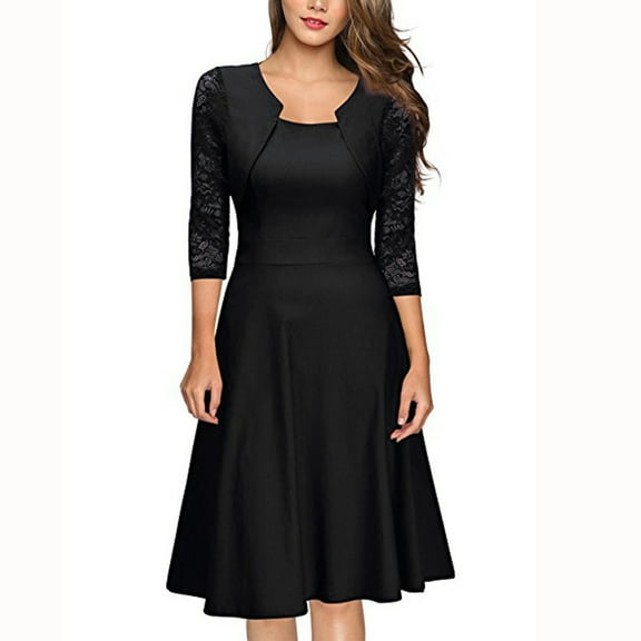 cllios Wedding Guest Dresses Women Formal Midi Dresses Elegant Lace 3/4 Sleeve Sleeve Cocktail Dresses Fall Party Dresses