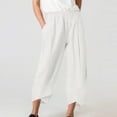 thumbnail image 1 of cllios Wide Leg Linen Capris Pants for Women Summer High Waist Pant Casual Flowy Drawstring Comfy Trousers Lightweight Beach Pants, 1 of 5