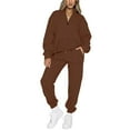 thumbnail image 1 of cllios Women 2 Piece Outfits Sweatsuit Oversized Half Zip Pullover Long Sleeve Sweatshirt Jogger Pants Set with Pockets, 1 of 7