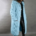 thumbnail image 1 of cllios Women Hooded Open Front Cardigan Cable Knit Sweaters Solid Color Button Down Chunky Long Sweater Coats with Pocket, 1 of 6