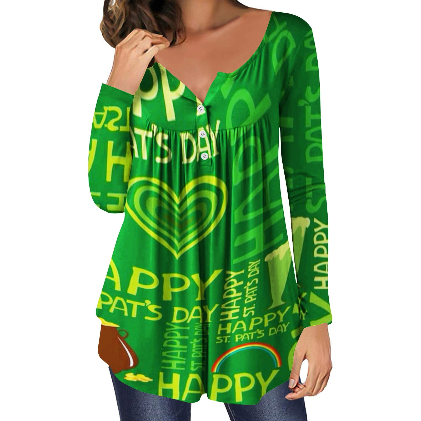 Cllios Women Tops Clearance 2024 St Patricks Day Shirts Women Plus Size