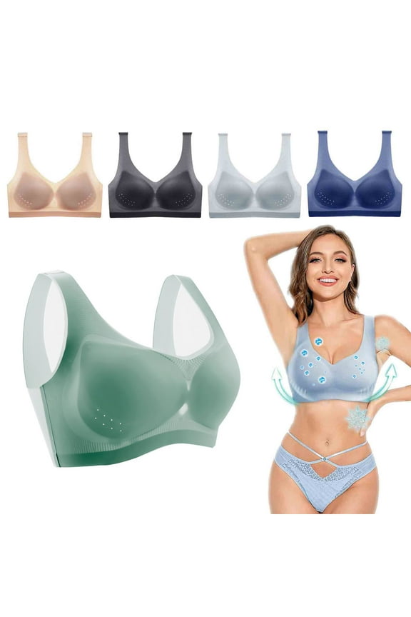 Women Wireless Seamless Bra Full Coverage Padded No Underwire Comfort Underwear Push Up V Neck Smooth Bralettes High Support Shaping Bras for Women