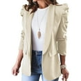 thumbnail image 1 of cllios Women's 2022 Fall Casual Blazers Puff Sleeve Lapel Open Front Work Suit Office Blazer Jackets with Pockets, 1 of 6