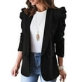 thumbnail image 1 of cllios Women's Fall Casual Blazers Puff Sleeve Lapel Open Front Work Suit Office Blazer Jackets with Pockets, 1 of 6