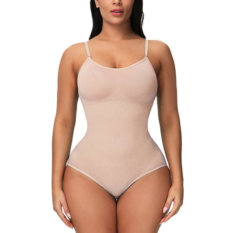 Stretchy and Sculpting Firm Shape Thong Bodysuit - Light beige - Ladies