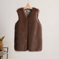 thumbnail image 1 of cllios Women's Fashion Medium Length Faux Fur Vest Warm Women's Vest Coat Faux Fur Tops, 1 of 5