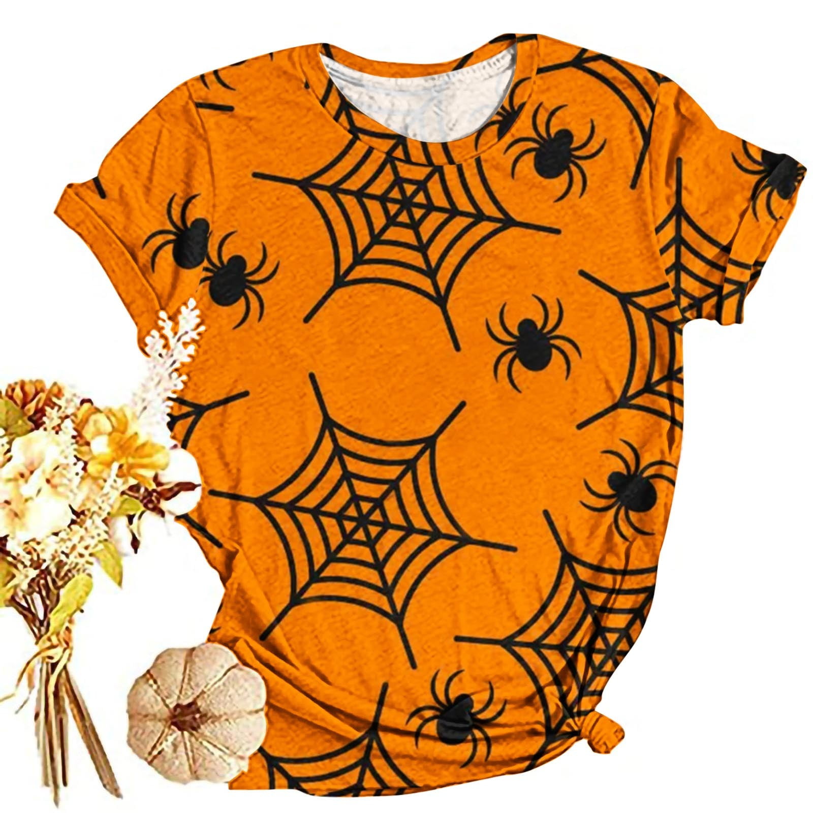 cllios Women's Halloween Shirts Plus Size Spider  Graphic Tees Soft