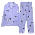 thumbnail image 1 of cllios Women's Pajamas 2 Piece Pjs Sets Cute Floral Print Long Sleeve Sleepwear Casual Button Down Lapel Nightwear Comfy Soft Loungewear Purple L, 1 of 2