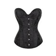 thumbnail image 1 of cllios Women's Strapless Boned Overbust Corset Tube Top Waist Cincher Bustier Bodyshaper Tops Jacquard Eyelet Lace-Up Bustier, 1 of 6