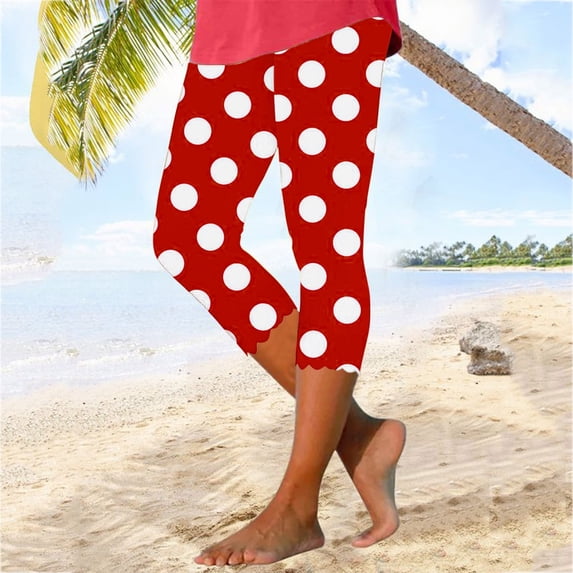 cllios Womens Capri Leggings High Waisted Cutout Yoga Capris Trendy Polka Dot Print Shapewear Leggings Tummy Control Butt Lifting Tights