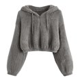 thumbnail image 1 of cllios Womens Crop Hoodies Sherpa Zip Up Top Trendy Plush Outwear Long Sleeve Casual Hooded Jacket, 1 of 6