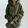 thumbnail image 1 of cllios Womens Hoodies Zip Up Sweatshirt Jackets Crewneck Plus Size Long Sleeve Solid Outwear Classic Fit Hooded Jacket, 1 of 9