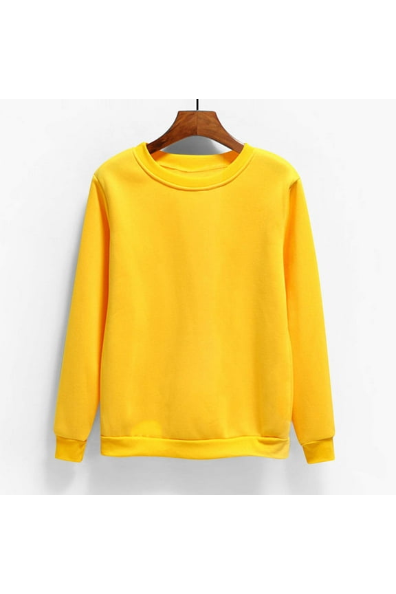 Womens Long Sleeve Sweatshirt Round Neck Solid Pullover Tops Comfy Soft Tunic Blouses Fall Lightweight Sweater Preppy Top Y2K Outfits