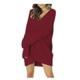 thumbnail image 1 of cllios Womens Oversized Sweater Dress Long Sleeve Knit Top Solid V Neck Long Sweater Dressy Casual Pullover Jumper Fall Sweaters for Women 2022, 1 of 9