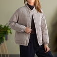 thumbnail image 1 of cllios Womens Puffer Jacket Lightweight Crewneck Long Sleeve Button Up Coat Winter Casual Solid Color Down Jacket Oversized Warm Outwear with Pocket, 1 of 1