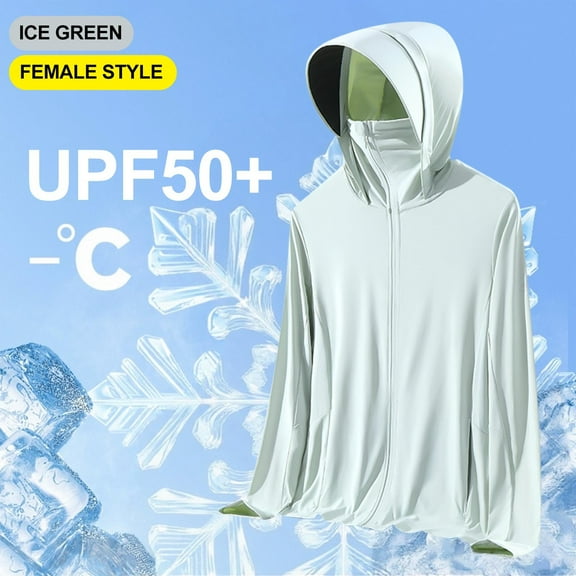 cllios Womens Sun Shirts Plus Size Hooded UPF 50+ Long Sleeve Fishing Shirt Full Zip UV Protection Rash Guard with Mask and Detachable Hood