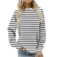 thumbnail image 1 of cllios Womens Sweatshirt Round Neck Dog Paws Graphic Top Long Sleeve Cozy Shirt Striped Pullover Sweatshirt, 1 of 3