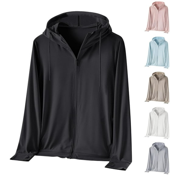 cllios Womens UPF 50  Sun Protection Jacket Lightweight Quick Dry Full Zip Long Sleeve Sun Shirts Breathable Packable Outdoor Running Hiking Hoodie Rash Guard Plus Size