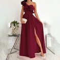 thumbnail image 1 of cllios Womens Wedding Guest Dresses Formal Ruffle One Shoulder Dresses Flowy Side Split Cocktail Dresses Fall Evening Dresses, 1 of 8