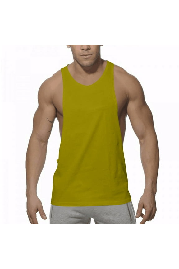 Workout Tank Tops Men's Gym Bodybuilding Stringer Tank Top Workout Muscle Cut Shirt Fitness Sleeveless Vest Cozy Cotton Fitness Y-Back Sportwear