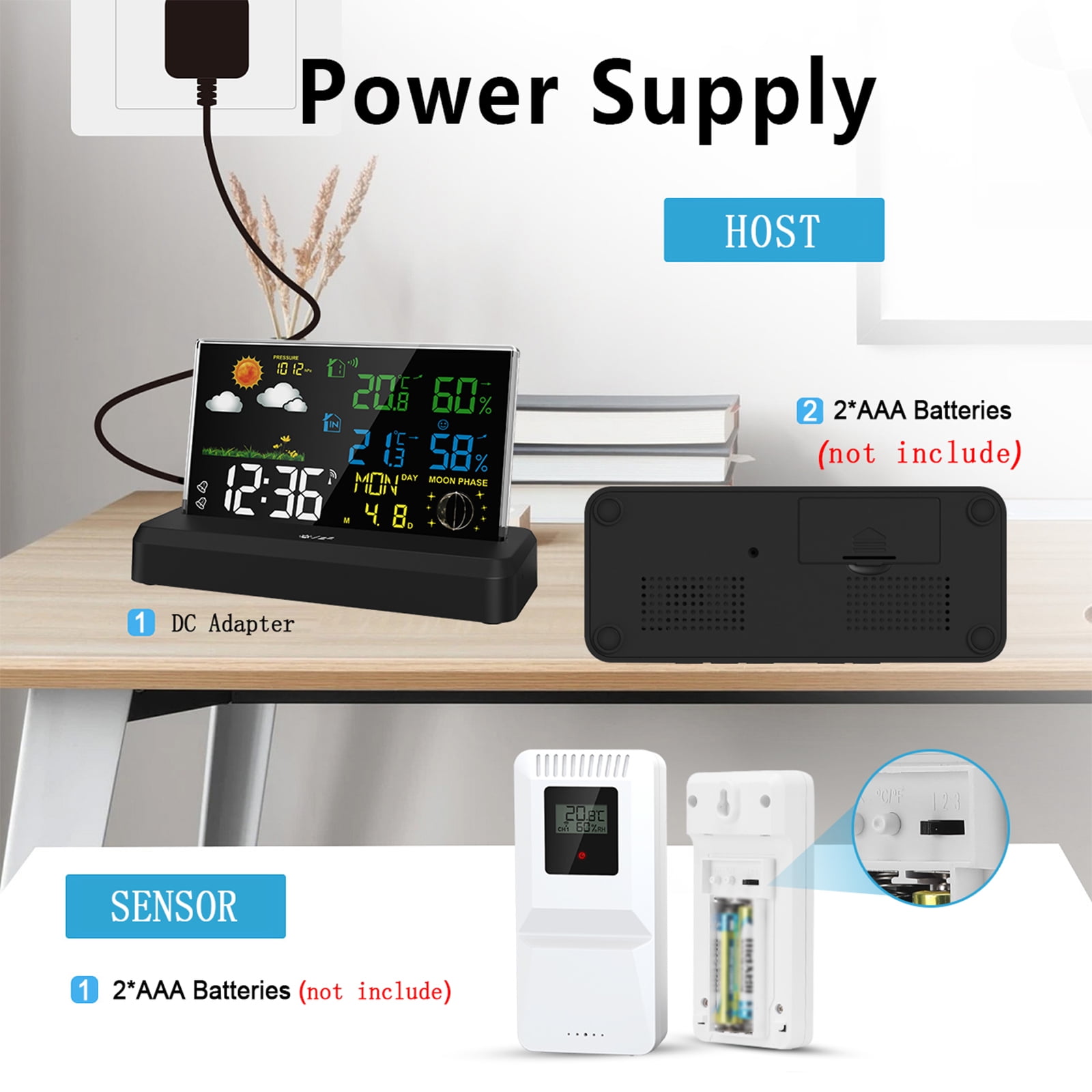 clock,And Weather Thermometer And Positive Indoor And Display Alarm Clock Weather Radio Weather