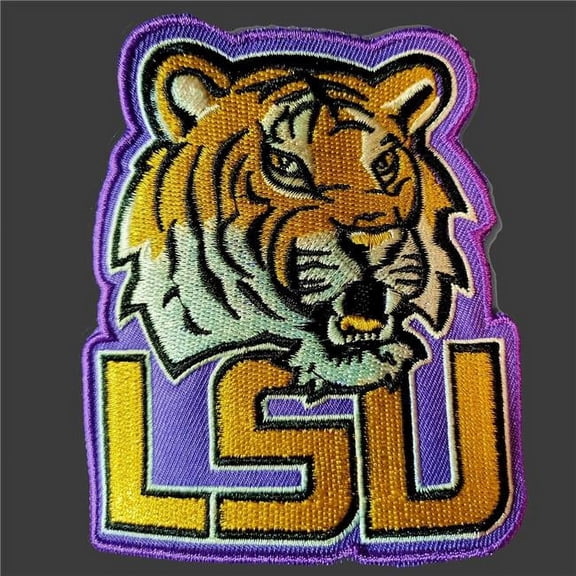 cloth hook and eye 0127-4 3 x 3.5 in. NCAA Louisiana State University LSU Tigers Embroidered Patch